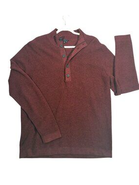 Theory Men’s Merino wool Burgundy Waffle polo Knit Sweater XXL preppy old money